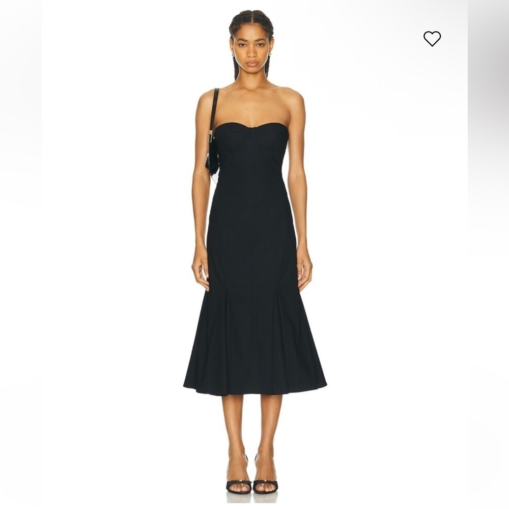 LPA Bianca Midi Dress Black Strapless bustier cotton Revolve NWT L